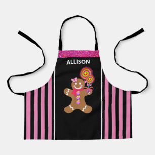 Meisjes roze gingerbread Meisje met persoonlijke K Schort
