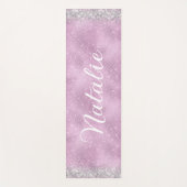 Meisjes roze Glitter Aangepast script naam Yogamat (Voorkant)