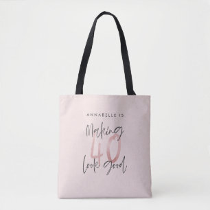 Meisjes roze glitter modern stijlvol 40ste verjaar draagtas