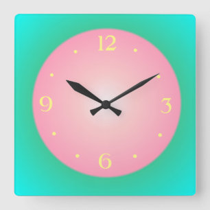 Meisjes Roze/Groen/Geel> Wandklok Vierkante Klok