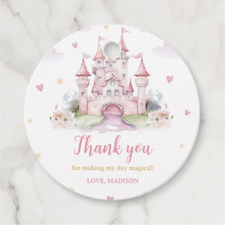 Meisjes Roze Kasteel Prinses Verjaardag Dank u Bedankjes Labels