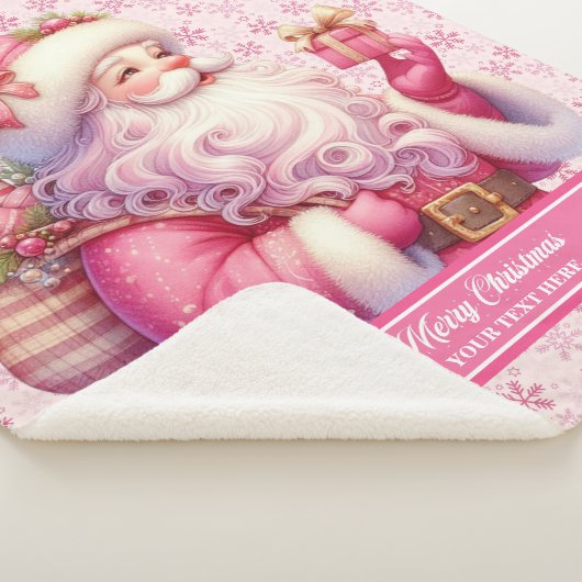 Meisjes Roze Kerstmisdeken Aangepaste Naam Sherpa Deken (3/4)