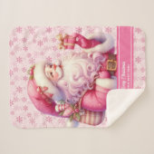 Meisjes Roze Kerstmisdeken Aangepaste Naam Sherpa Deken (Voorkant (horizontaal))
