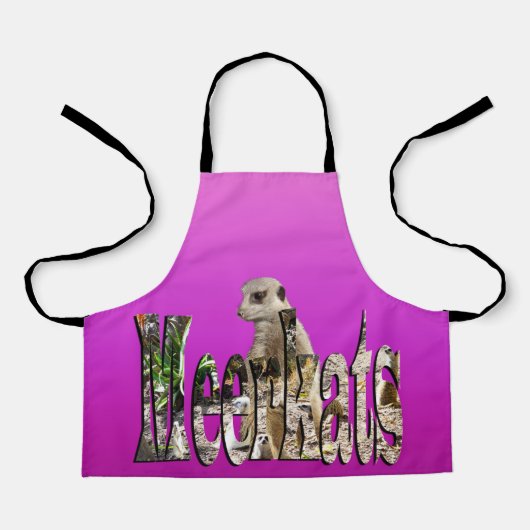 Meisjes Roze Meerkat, Full Print Schort (Voorkant)