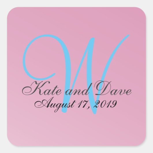 Meisjes roze Modern 3d Monogram Vierkante Sticker (Voorkant)