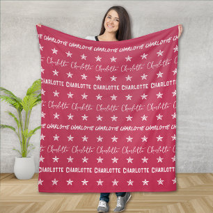 Meisjes roze monogram patroonsterren fleece deken