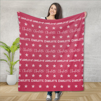 Meisjes roze monogram patroonsterren fleece deken