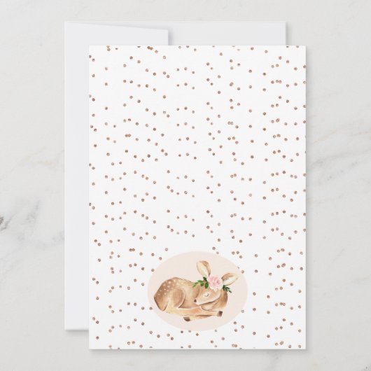 Meisjes Roze Oh Herten Verjaardagsfeestje Uitnodig Kaart (Achterkant)