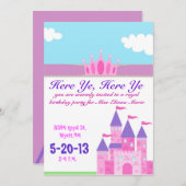 Meisjes roze prinses Uitnodiging (Voorkant / Achterkant)