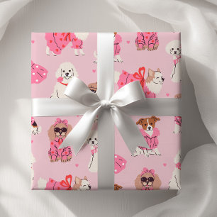 Meisjes Roze Puppies Pawty Verjaardag Cadeaupapier