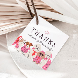 Meisjes Roze Puppy Pawty verjaardag Bedankjes Labels