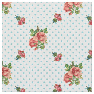 Meisjes roze rozen en blauwe poka dots stof