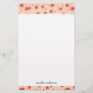 Meisjes roze rozen gepersonaliseerd briefpapier
