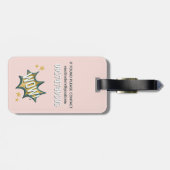 Meisjes Roze Superheld Monogram en Naam Kinder Bagagelabel (Achterkant horizontaal)