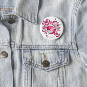 Meisjes Roze Team Sportgeschenken Basketballen Ste Ronde Button 5,7 Cm