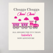 Meisjes Roze Trein 2e Verjaardagsfeestje Poster (Voorkant)