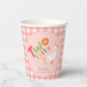 Meisjes Roze Twee Gekke Gans Roze 2e Verjaardag Papieren Bekers (Achterkant)