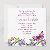 Meisjes Roze Vlinder Wildflowers Foto Afstuderen Kaart (Achterkant)