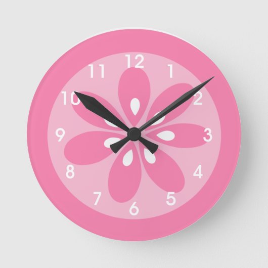 Meisjes roze wandklok ronde klok (Voorkant)