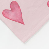 Meisjes Roze Waterverf Hart en Naam Kinderen Fleece Deken (Hoek)