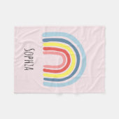 Meisjes Roze Whimsical Boho Rainbow en Name Kinder Fleece Deken (Voorkant (Horizontaal))