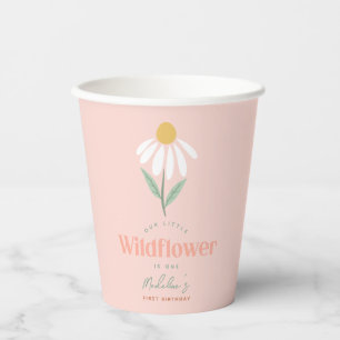 Meisjes Roze Wildflower Daisy Kids Verjaardag Papieren Bekers