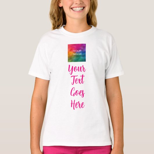Meisjes Roze & Wit Aangepaste Afbeelding Script Te T-shirt (Voorkant)