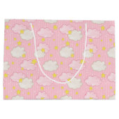 Meisjes roze wolvenwolken groot cadeauzakje (Achterkant)