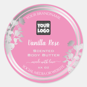 Meisjes roze zilververpakkingen Logo Ronde Sticker