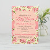 Meisjes Rozen Baby shower Kaart (Staand voorkant)