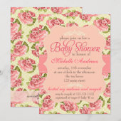 Meisjes Rozen Baby shower Kaart (Voorkant / Achterkant)