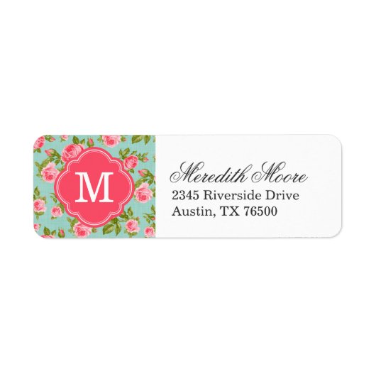 Meisjes Rozen Floral Monogram Etiket (Voorkant)