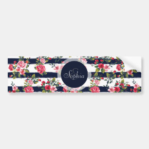 Meisjes rozen florale waterverf strepen bumpersticker