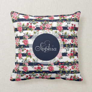 Meisjes rozen florale waterverf strepen kussen