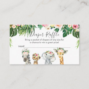Meisjes Safari Dieren Luier Raffle Kaart Insert