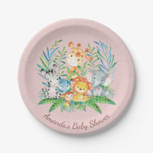 Meisjes Safari Oerwoud Baby shower 7" Bord