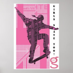Meisjes Schaats ook! - Poster (roze)