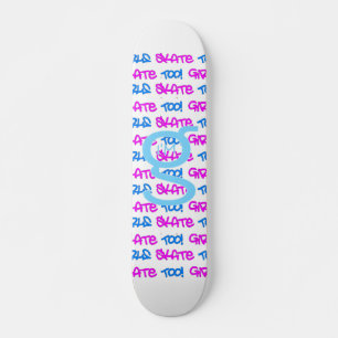 Meisjes Schaats ook! - White Skateboard - (blauw &