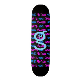 Meisjes Schaats ook! - Zwarte Skateboard - (blauw