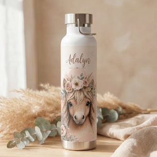 Meisjes Schattig Boho Paard Gepersonaliseerde Naam Waterfles