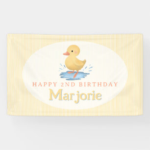 Meisjes Schattig Geel Pastel Eendje Verjaardag Spandoek