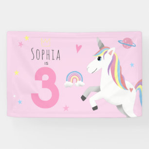 Meisjes Schattig Meisje Roze Eenhoorn Kids Verjaar Spandoek
