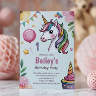 Meisjes Schattig Pastel Eenhoorn Kinderen 1e Verja Kaart