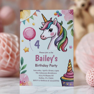Meisjes Schattig Pastel Eenhoorn Kinderen 4de Verj Kaart