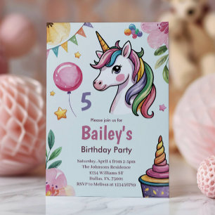 Meisjes Schattig Pastel Eenhoorn Kinderen 5e Verja Kaart