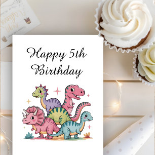 Meisjes Schattig Persoonlijk Dinosaurus Verjaardag Kaart