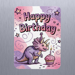 Meisjes Schattig Persoonlijk Dinosaurus Verjaardag Magneet