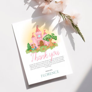 Meisjes Schattig Roze Prinses Kinderen Verjaardag Bedankkaart