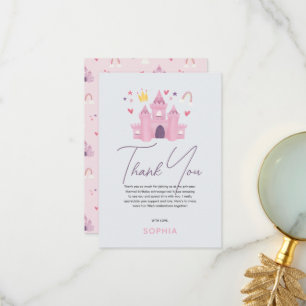 Meisjes Schattig Roze Prinses Verjaardag Bedankkaart