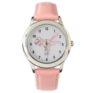 Meisjes Schattig Roze T-Rex Dinosaurus Kinder met  Horloge